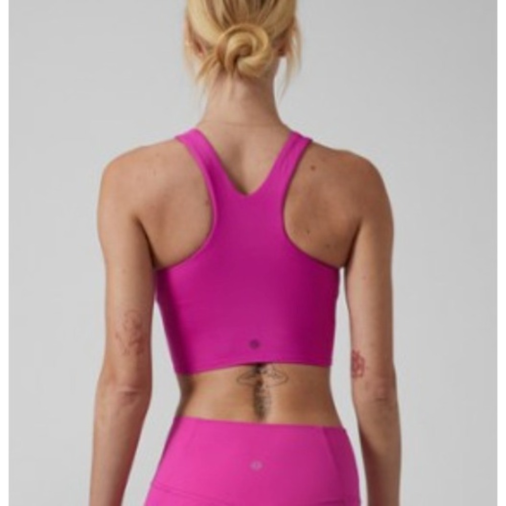 Athleta Conscious Crop Top Pink High Neck Racerback Sports Bra Tank Women Size S